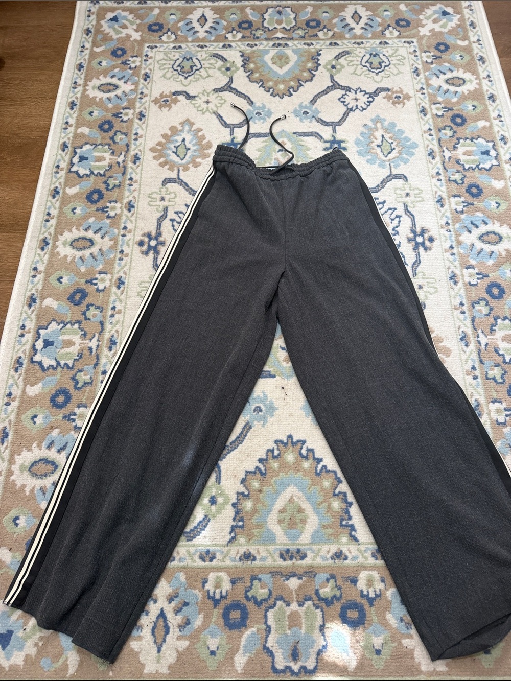 Zara Wide-Leg dressy track Pants with Side Stripe - Charcoal